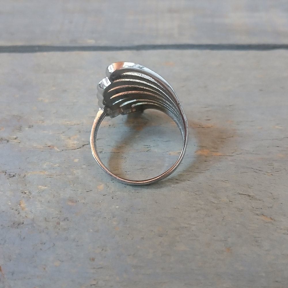 Sterling Silver Feather Wing Fan Ring Statement Ring Size 11 - Picture 10 of 16